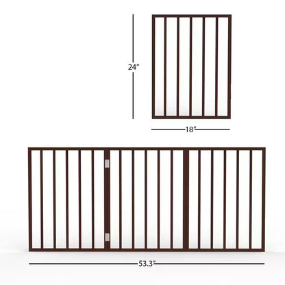 Freestanding Dark Brown Wooden Pet Gate